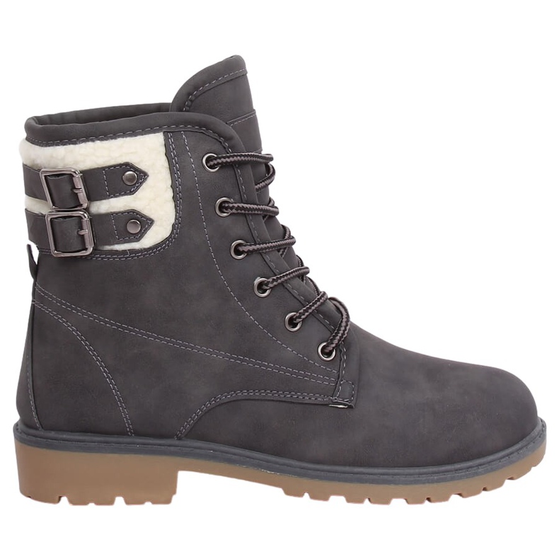 Botas femininas cinza com isolamento de madeira 1120-PA cinza