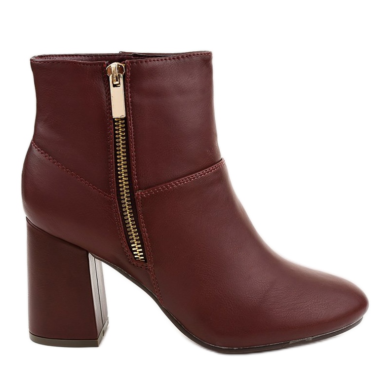 Botas marrons no poste com zíper 7755N vermelho