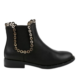 Botas rasas pretas com elástico YY102 preto cinza Botas rasas pretas com elástico YY102 preto cinza