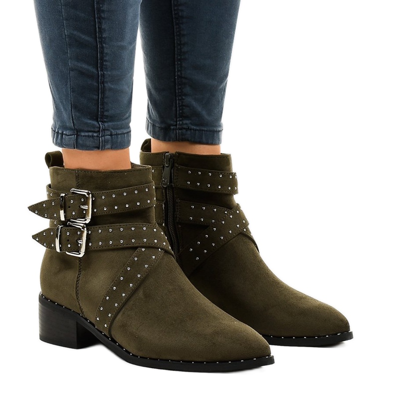 Botins de camurça verde no poste T172 Botins de camurça verde no poste T172