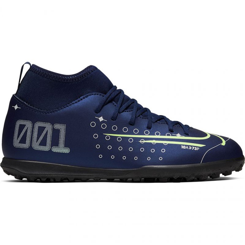 Chuteiras Nike Mercurial Superfly 7 Club Mds Tf Jr BQ5416-401 azul marinho azuis e azul marinho