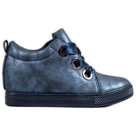 New Tlck Sapatos amarrados com uma fita azul New Tlck Sapatos amarrados com uma fita azul