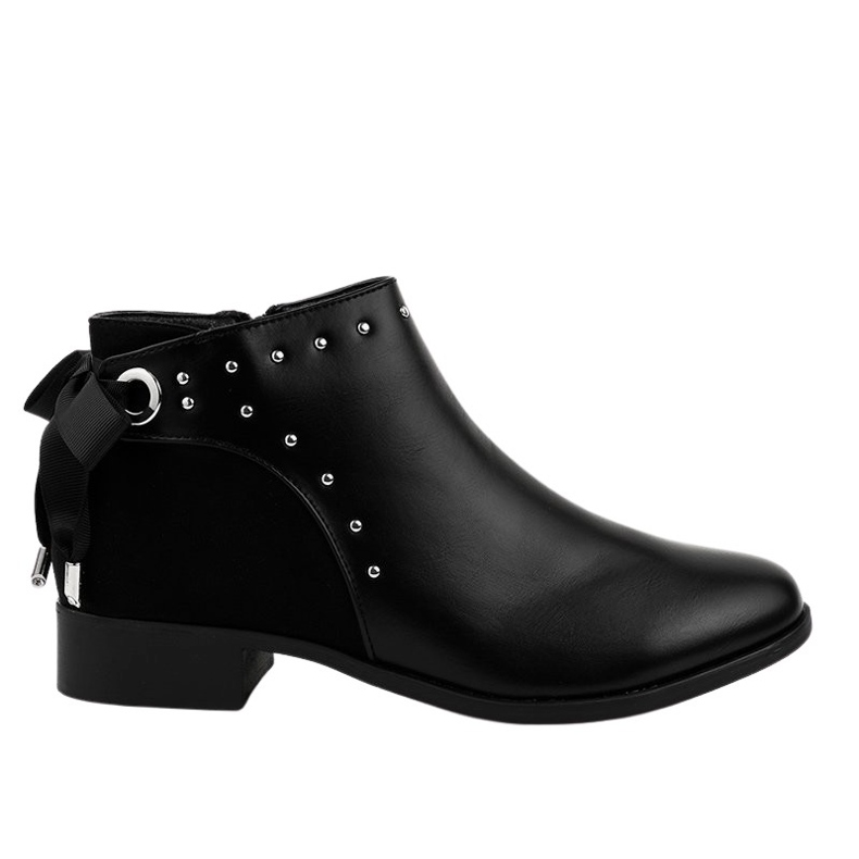 Botas femininas rasas pretas com fita Y8162 preto