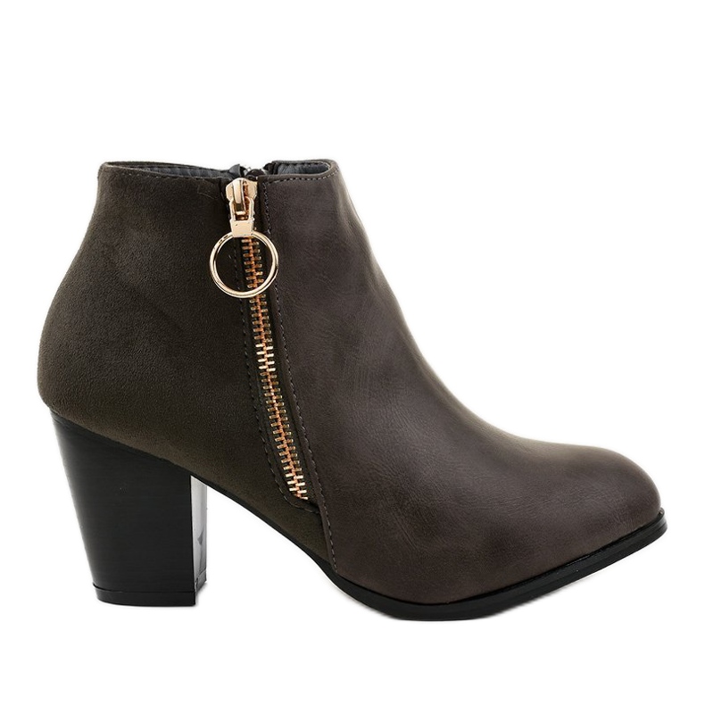 Botins cinza com zíper A166-1