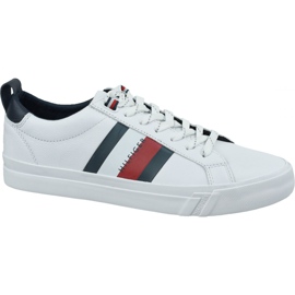 Sapatilhas Tommy Hilfiger Bandeira Detalhe Couro Tênis M FM0FM02576-YBR branco
