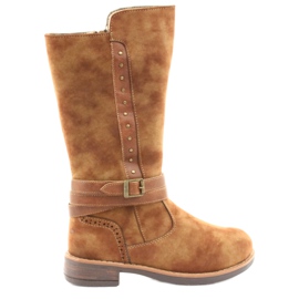 Botas longas American Club GC31 com strass marrom