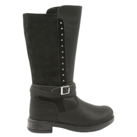 Botas longas American Club GC31 com strass preto cinza