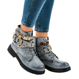 Botas com isolamento achatado azul B2878-KB