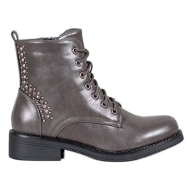 SHELOVET Botas com strass cinza