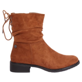 Botas de camelo rasas femininas B-09 Camel marrom