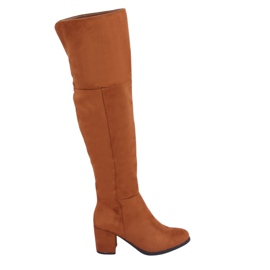 Botas de salto baixo camelo 8B965 Camel marrom
