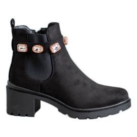 Seastar Botas de camurça com cristais preto