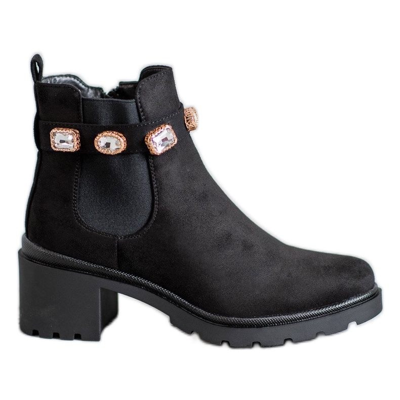 Seastar Botas de camurça com cristais preto