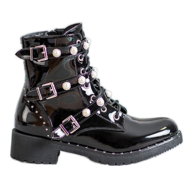Seastar Botas envernizadas com pérolas preto