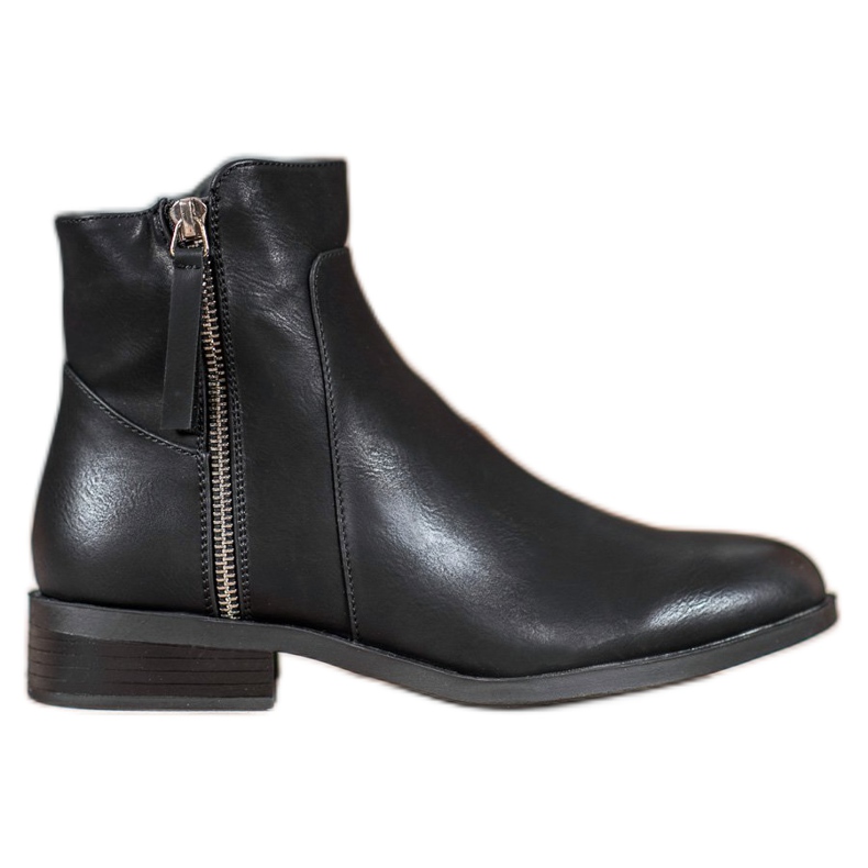 SDS Botas pretas com zíper preto