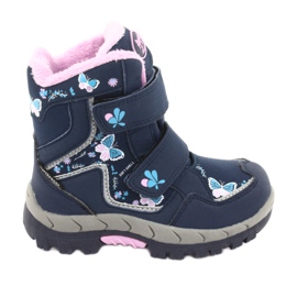 Botas American Club com borboletas azul marinho membrana HL28 rosa