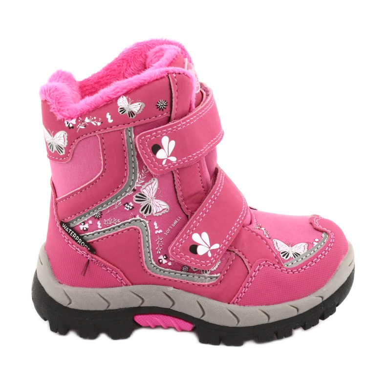 Botas American Club com borboletas rosa membrana HL28 branco preto