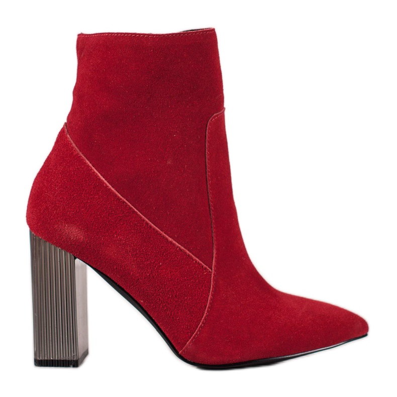 Goodin Botas de couro sexy vermelho