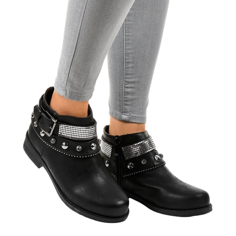 Botas pretas decoradas com zíper LL178 preto