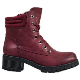 Goodin Botas amarradas com pele de carneiro vermelho