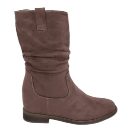 Botas em cunha oculta bege e cinza 9475 Khaki cáqui Botas em cunha oculta bege e cinza 9475 Khaki cáqui