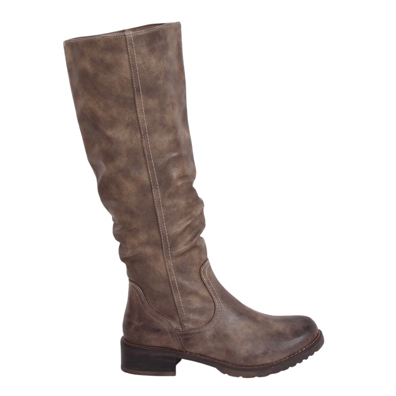 Botas rasas femininas, bege 1084-PG Khaki