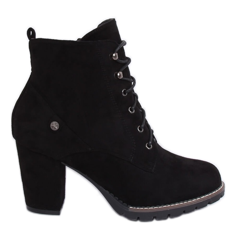 Botas pretas de salto alto com atacadores 7081 Pretas preto