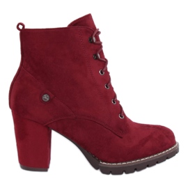 Botas de salto alto com atacadores 7081 Wine vermelho