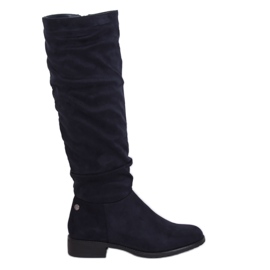 Botas de camurça azul marinho feminino E9308 Azul azul-marinho
