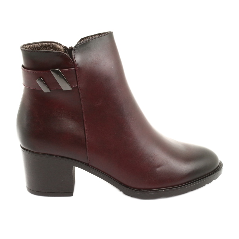 M.Daszyński Botas no zíper isolado Daszyński SA153 clarete vermelho multicolorido