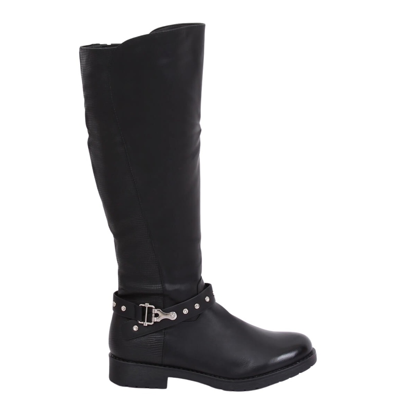 Botas de equitação com isolamento espesso preto G3375A Preto Botas de equitação com isolamento espesso preto G3375A Preto