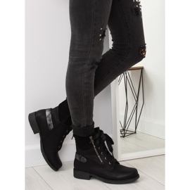 Botas Pretas com cadarço preto 17103-2 Preto II Qualidade