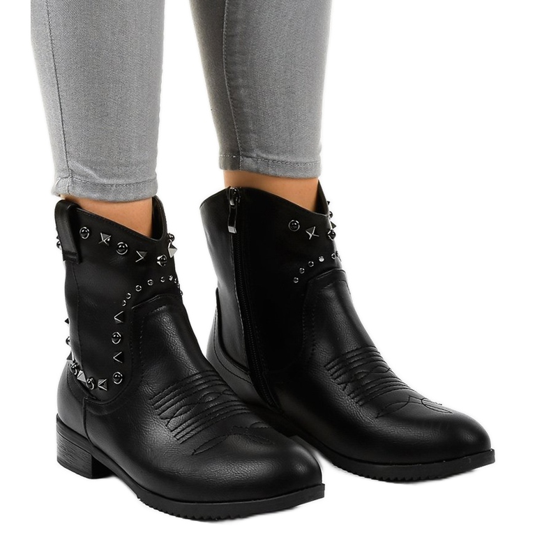 Botins pretos com zíper L893-2