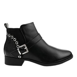 Botas pretas de cano baixo com elástico e zíper Y8159 preto