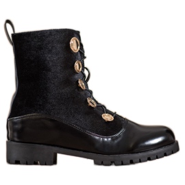 Seastar Botas de veludo com nervuras preto