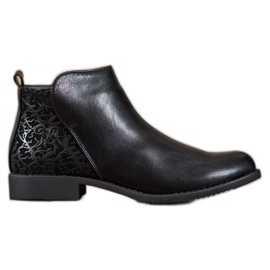 J. Star Botas de salto plano preto