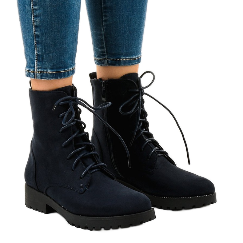 Botas de camurça azul marinho com atacadores C-7192