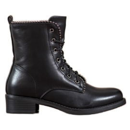 Janessa Botas clássicas de amarrar preto