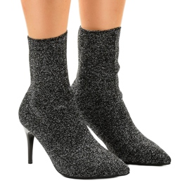 Botins pretos e prateados LL-103P cinza