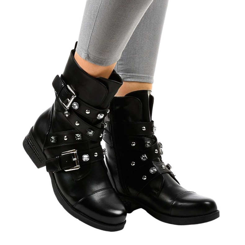 Botas pretas de cano alto decoradas com 88093 preto