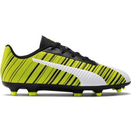 Puma One 5.4 Fg Ag Jr 105660 03 chuteiras branco, preto, amarelo amarelo
