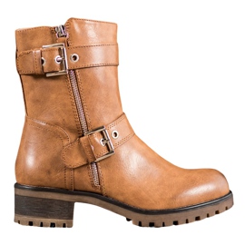 SHELOVET Trabalhadores com zíper ornamentado castanho