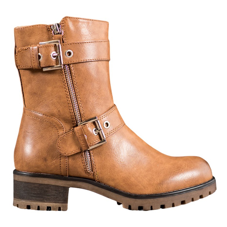 SHELOVET Trabalhadores com zíper ornamentado castanho