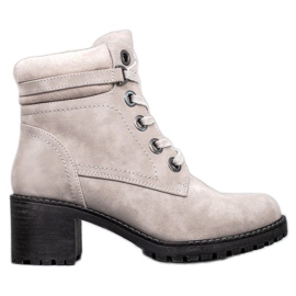Goodin Botas quentes de salto alto cinza