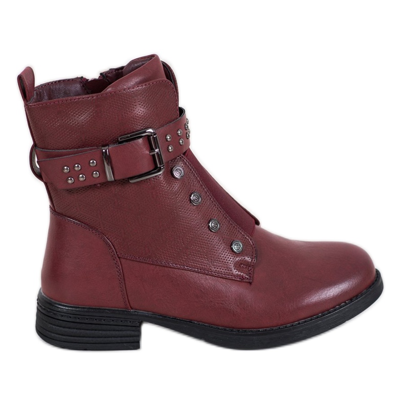 J. Star Botas cor de vinho com elástico vermelho