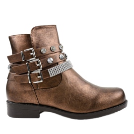 Botas marrons, ricamente decoradas LL179 castanho