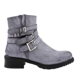 Botas femininas azul marinho com fivelas 548-PA azul-marinho