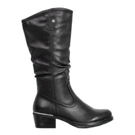 SHELOVET Botas pretas com couro ecológico preto SHELOVET Botas pretas com couro ecológico preto