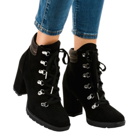 Botins caçadores de camurça preta no poste 8992 preto