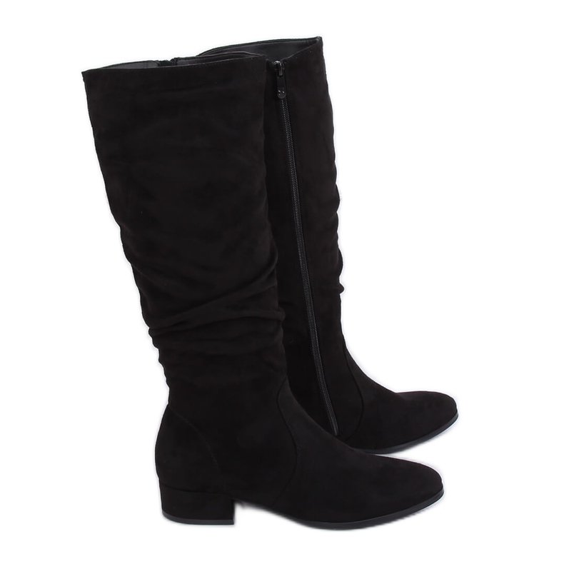 Botas femininas de camurça preta preta 3005 preta preto